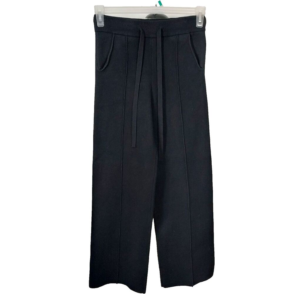 Bluivy Sweater Pants Black Elastic Drawstring Waist Pockets Womens size Medium